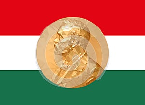 Gold Medal Nobel prize with Hungary flag