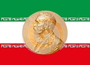 Gold Medal Nobel prize with Iran flag