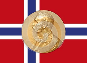 Gold Medal Nobel prize with Norvay flag