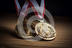 Gold medal ribbon. Generate AI