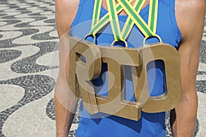 Gold Medal RIO Olympic Athlete Standing Copacabana Beach