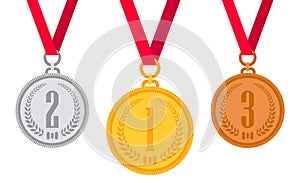 Gold medal. Silver medal. Bronze medal.