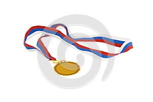 Gold medal with tricolor ribbon