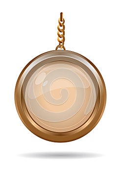 Gold medallion on a gold chain. Round keychain photo