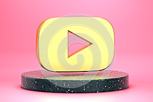 Gold message bubble with play video button