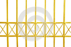 Gold metal fence paint isolated on white background,clipping path