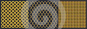 Gold metal grid or mesh texture, seamless pattern