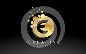 Gold Metal Letter E Logo. E Letter Design Vector