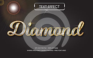 Gold metal text effect editable vector, silver glitter 3d style