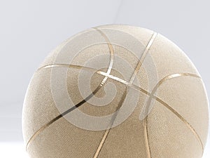 Gold metalic Basketball close-up on bright studio background