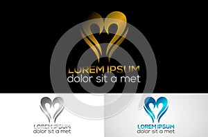 Gold metalic love logo template design