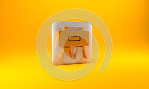 Gold Military mine icon isolated on yellow background. Claymore mine explosive device. Anti personnel mine. Army