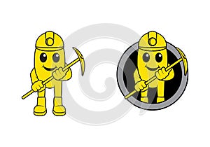 Gold miner mascot cartoon character design illustration