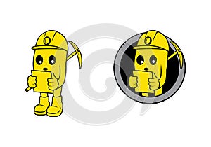 Gold miner mascot cartoon character design illustration