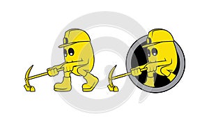 Gold miner mascot cartoon character design illustration