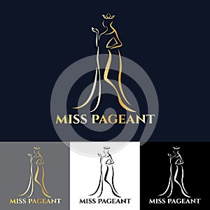 Gold miss lady logo for pageant vector art design