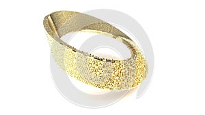 Gold Mobius stripe loop endless rotate on white back 3d