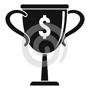 Gold money cup icon, simple style