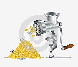 Gold money dollar meat mincer