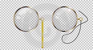 Gold monocle. 3D vector illustration