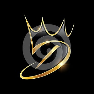 Gold Monogram Crown Logo Initial Letter D