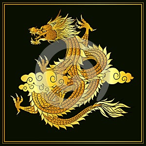 Gold monster dragon illustratio photo
