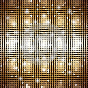 Gold mosaic vector abstract background with lights