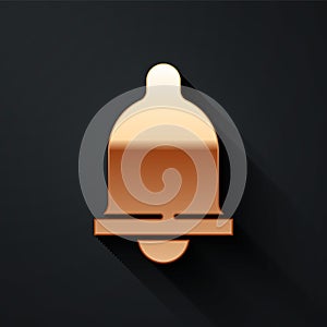Gold Motion sensor icon isolated on black background. Long shadow style. Vector
