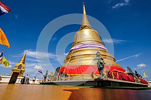 Gold moutain temple and blue sky in bangkok