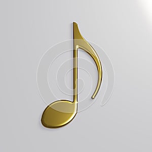 Gold Music Eighth Note. 3D Render Illustration