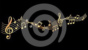 Gold music notes bacground