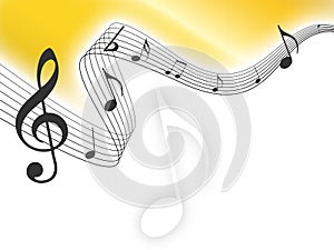 Gold music notes background