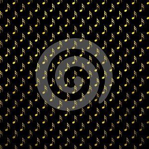 Gold Musical Notes Metallic Faux Foil Polka Dot Black Background