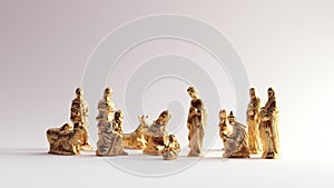 Gold Nativity Scene Bethlehem the Birth of Baby Jesus Christ