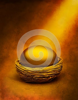 Zlato hnízdo vejce peníze úspory 
