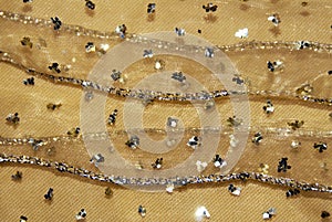 Gold netting fabric decor