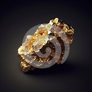 Gold Nugget, large and with a rough rocky look. Concept of Gold mining and prospecting. ai generative