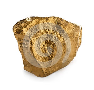 Gold nugget on white background