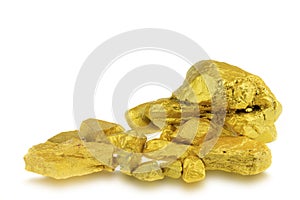 gold nugget at the white background with clipping path