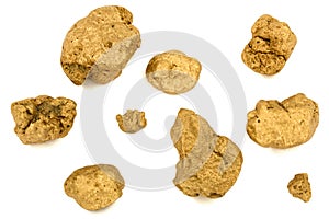 Gold nuggets, isolated on white background