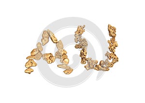 Gold nuggets spelling AU
