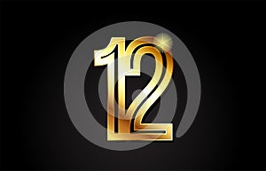 gold number 12 logo icon design