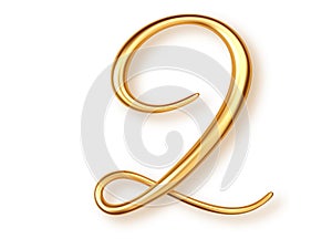 Gold number 2, 3d realistic lettering solated on transperent background. Number two uppercase for the design of banner