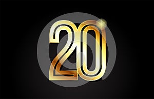 gold number 20 logo icon design