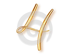 Gold number 4, 3d realistic lettering solated on transperent background. Number four uppercase for the design of banner