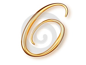 Gold number 6, 3d realistic lettering solated on transperent background. Number six uppercase for the design of banner