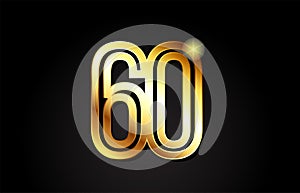 gold number 60 logo icon design