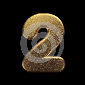 Gold number 2 - 3d precious metal digit - Suitable for fortune, business or luxury related subjects