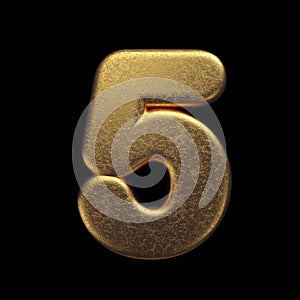 Gold number 5 - 3d precious metal digit - Suitable for fortune, business or luxury related subjects