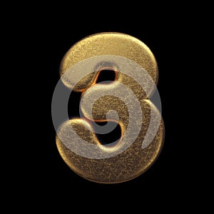Gold number 3 - 3d precious metal digit - Suitable for fortune, business or luxury related subjects